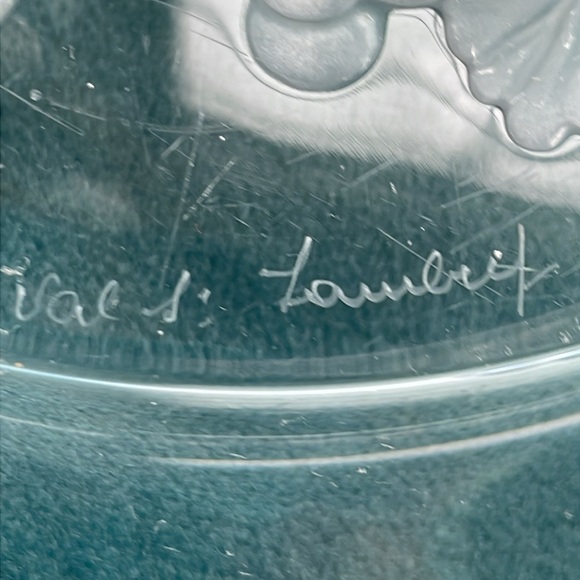 VINTAGE VAL ST LAMBERT CRYSTAL SIGNED INTAGLIO FRUIT PLATE (10”) - Picture 5 of 6